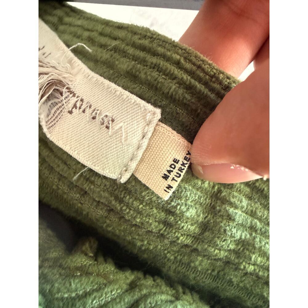 Pilcro Anthropologie Green Corduroy Button Front Midi Skirt Pockets Size 4 - Picture 4 of 9